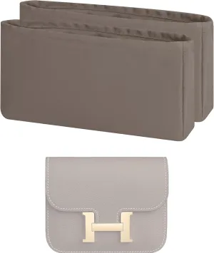 Purse Handbag Silky Organizer Insert Keep Bag Shape Fits Hermes Constance 19/New 19/24/New 24 Bags, Luxury Handbag Tote Lightweight Sturdy(New Constance19,Etoupe grey)