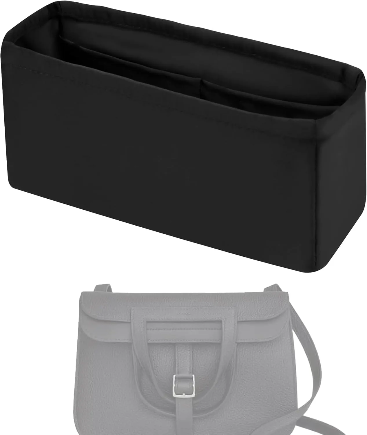 Purse Handbag Silky Organizer Insert Keep Bag Shape Fits Hermes Halzan mini/25/31 bags, Luxury Handbag Tote Lightweight Sturdy(Halzan mini20,Black)