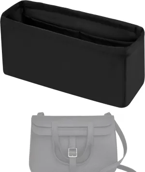 Purse Handbag Silky Organizer Insert Keep Bag Shape Fits Hermes Halzan mini/25/31 bags, Luxury Handbag Tote Lightweight Sturdy(Halzan mini20,Black)