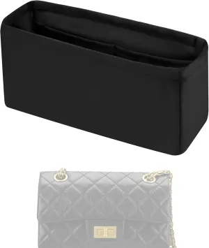 Purse Handbag Silky Organizer Insert Keep Bag Shape Fits LV Chanel 2.55 22P/22A/23p/Small/Jumbo/Jumbo/Maxi Bags, Luxury Handbag Tote Lightweight Sturdy(2.55 Mini 22P,Black)