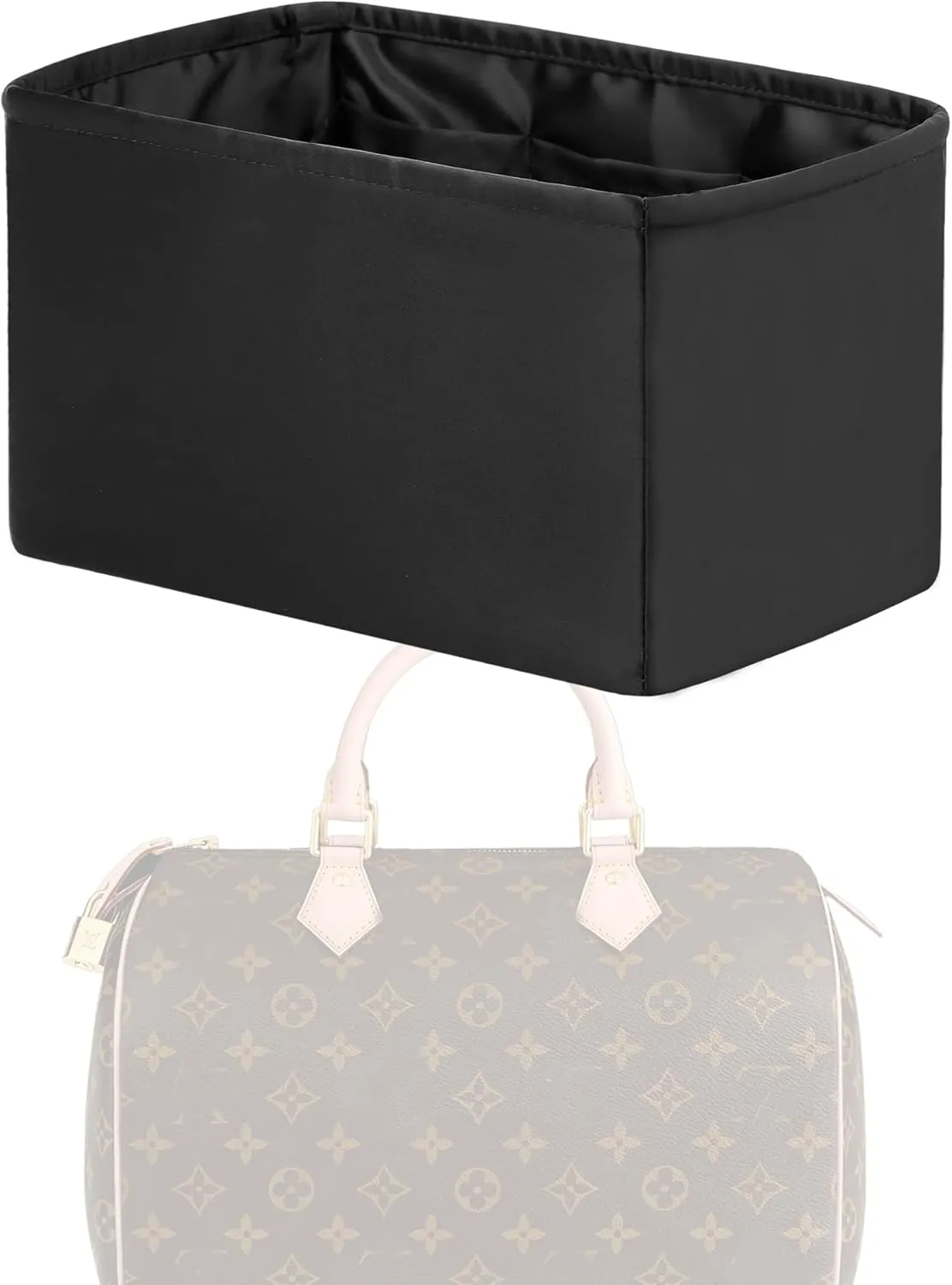 Purse Handbag Silky Organizer Insert Keep Bag Shape Fits LV Speedy 16/20/25/30/35/45 bags, Luxury Handbag Tote Lightweight Sturdy(Black, Speedy 25)