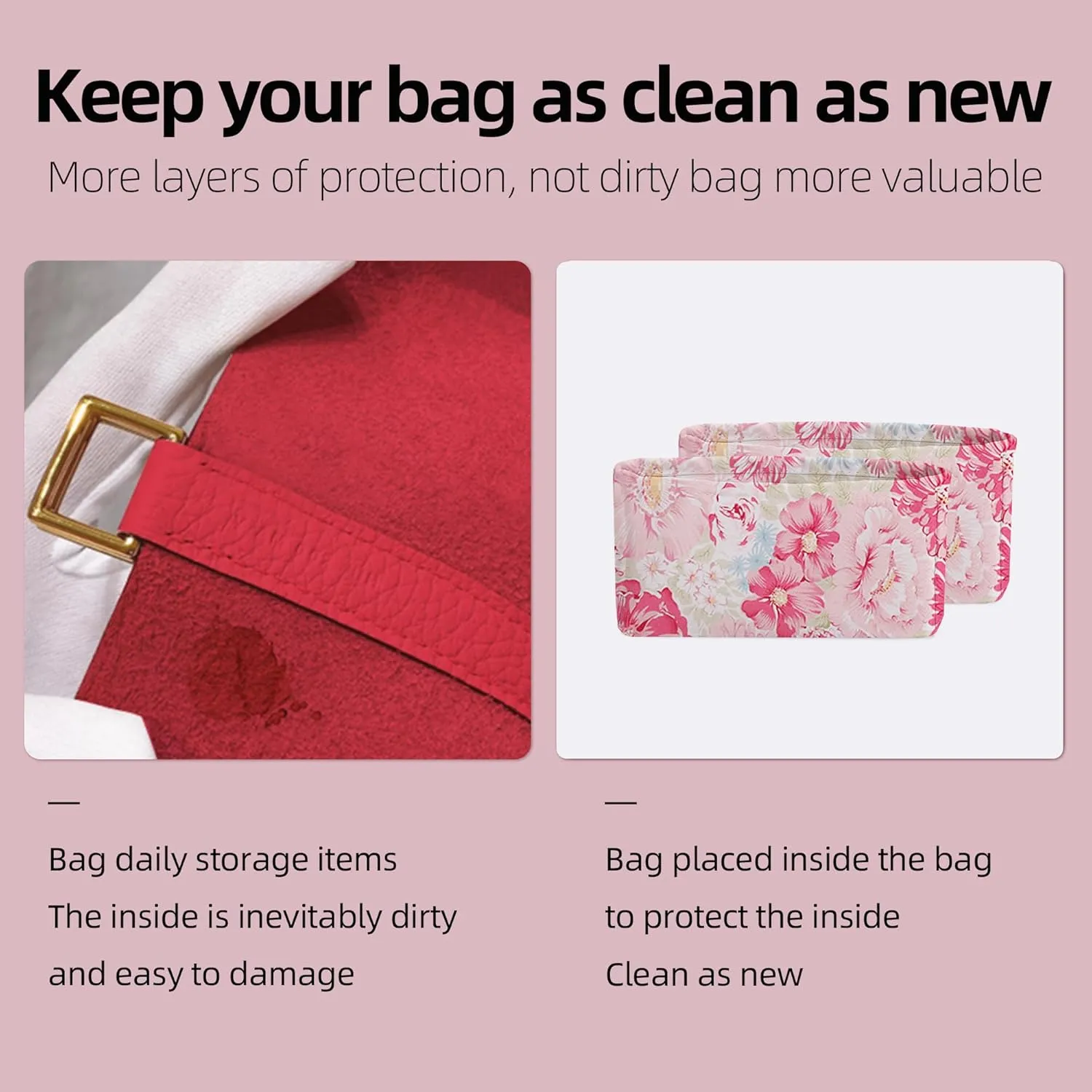 Purse Organizer Insert Fits Constance 19/24 bags, Soft Inner Bag, Lightweight Bag Shaper Liner for Women Luxury Handbag Tote (Constance19, Blooming)