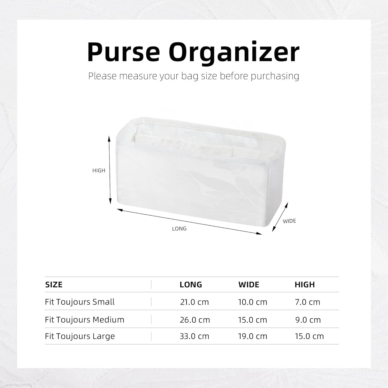 Purse Organizer Insert fits Dior Toujours Bags, Lightweight Bag Organizer Storage, Large Capacity Inner Bag, Luxury Handbag Tote Shaper (Medium, Snowflake)