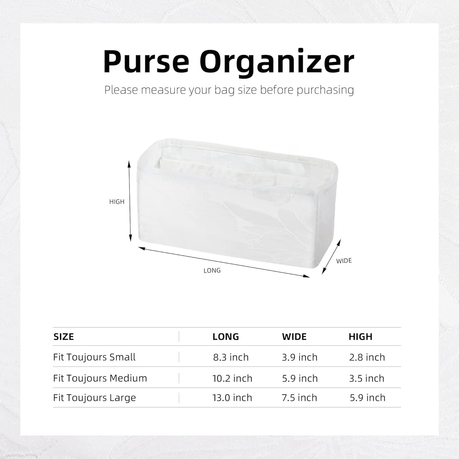 Purse Organizer Insert fits Dior Toujours Bags, Lightweight Bag Organizer Storage, Large Capacity Inner Bag, Luxury Handbag Tote Shaper (Medium, Snowflake)
