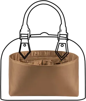 Purse Organizer Insert For Handbags, Silk Purse Organizer with Zipper, Silky Smooth, Bag Organizer For Speedy Neverfull Tote,onthego,Artsy, 6 Sizes (Slender Large, Silky Brown)