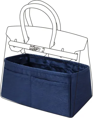 Purse Organizer Insert for Hermes Birkin, Silky Smooth Bag in Bag, Birkin 30 Tote Shaper (BK30, Blue Nuit)