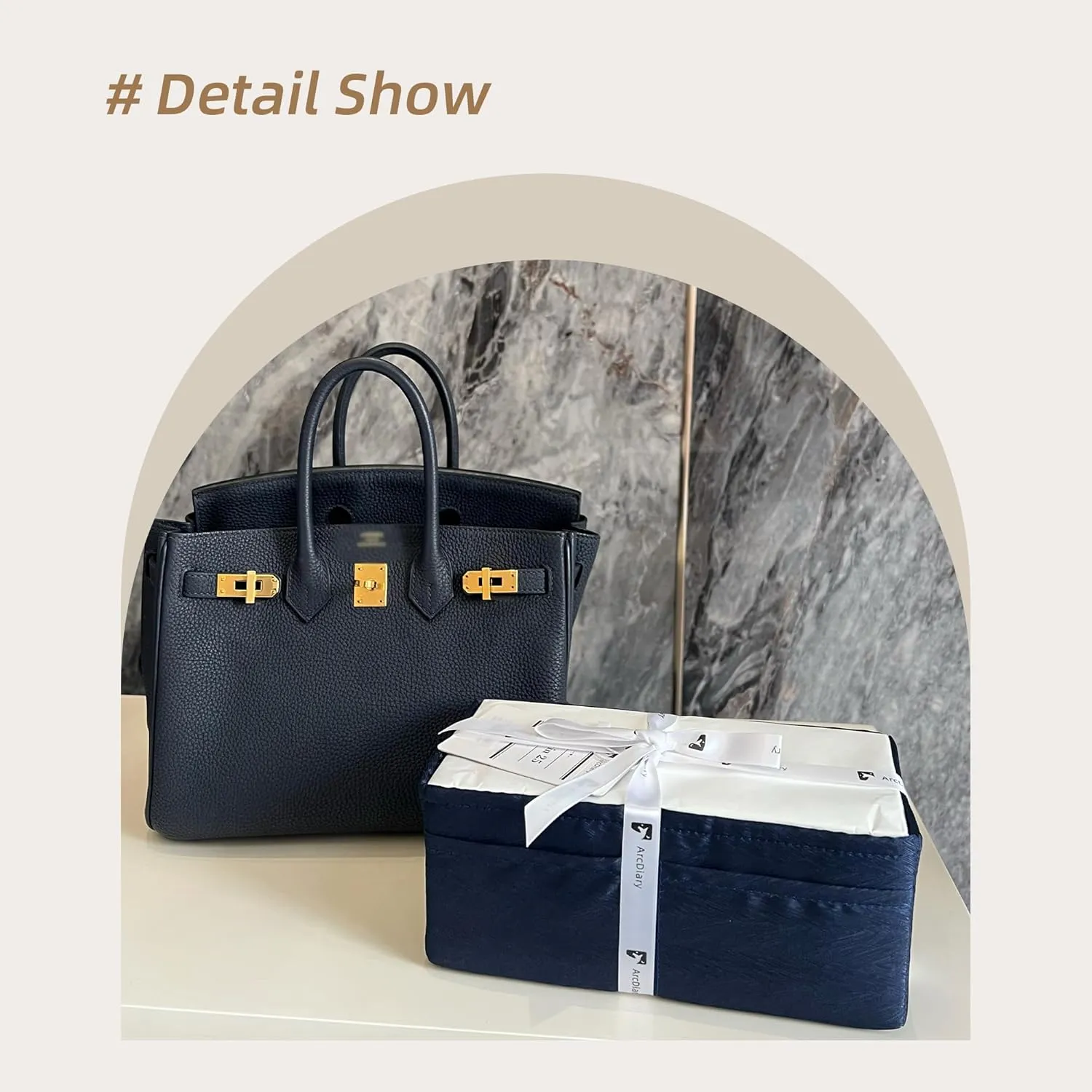 Purse Organizer Insert for Hermes Birkin, Silky Smooth Bag in Bag, Birkin 30 Tote Shaper (BK30, Blue Nuit)