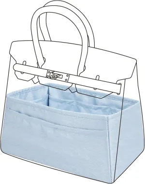 Purse Organizer Insert for Hermes Birkin, Silky Smooth Bag in Bag, Birkin 30 Tote Shaper (BK30, Blue Pale)
