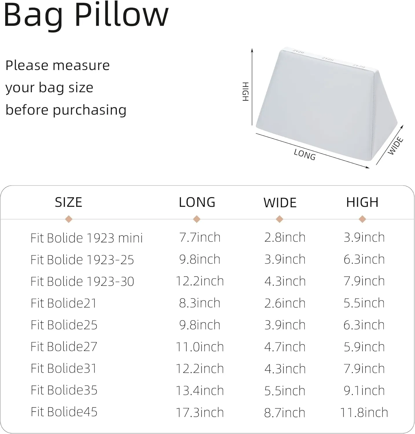 Purse Pillow for Bolide 1923mini/21/25/27/30/31/35/45,Memory Foam Shaper Insert,Silky Bag Pillow for Luxury Handbag Tote(Bolide 27,Blue Pale)