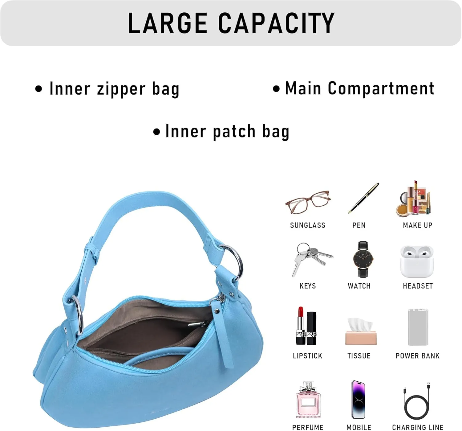Purse Shoulder bag for women, Cute Mini Clutch Zipper Hobo Tote Handbags