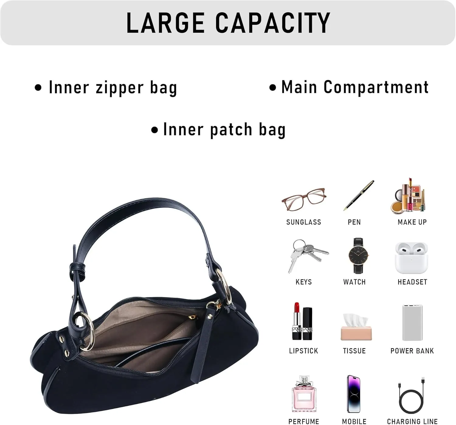 Purse Shoulder bag for women, Cute Mini Clutch Zipper Hobo Tote Handbags