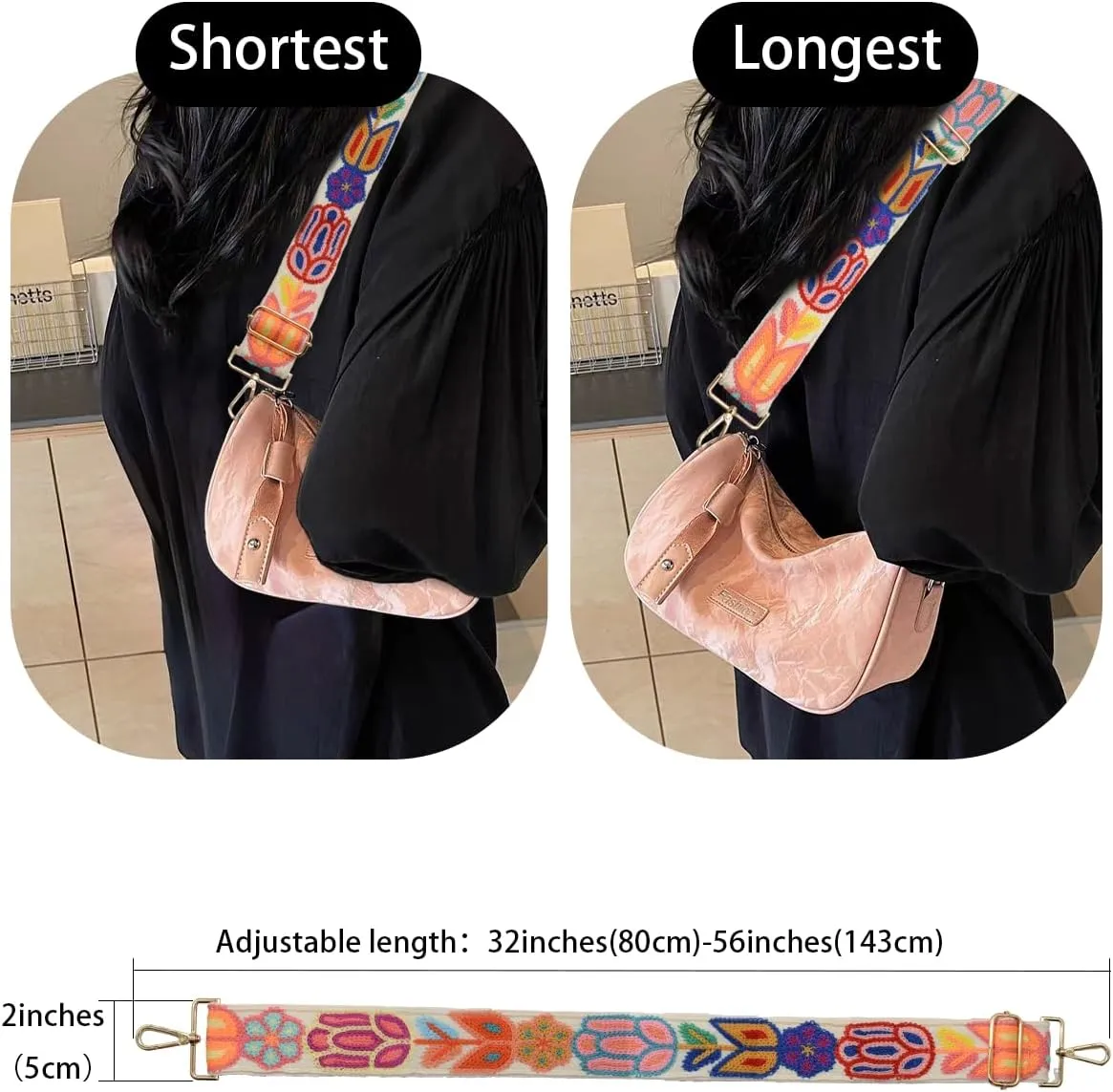 Purse Straps Replacement Crossbody Shoulder Straps, 2" Wide Adjustable Bag Strap Crossbody，Thick Handbag Straps