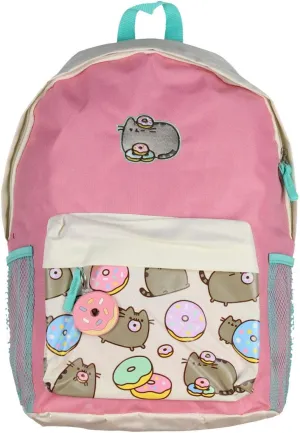 Pusheen Cat Donuts Zipper Backpack with Front Pocket and Donut Charm