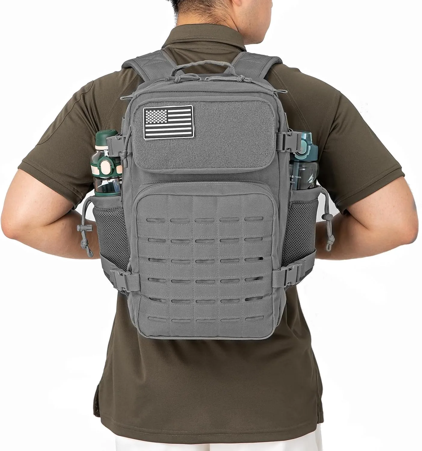 QT&QY 25L/35L/45L Military Tactical Backpack For Men Molle Daypack 3 Day Bug Out Bag Hiking Rucksack With Bottle Holder