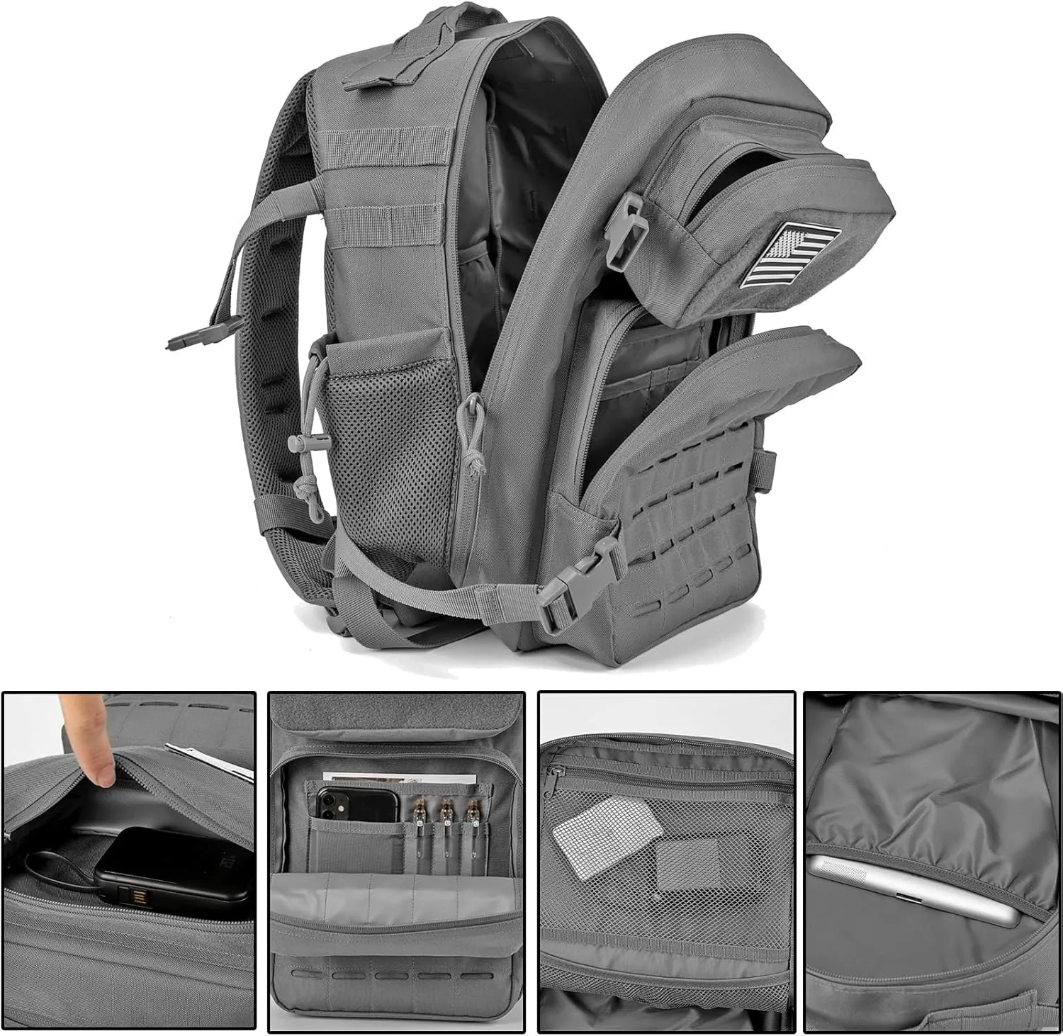 QT&QY 25L/35L/45L Military Tactical Backpack For Men Molle Daypack 3 Day Bug Out Bag Hiking Rucksack With Bottle Holder