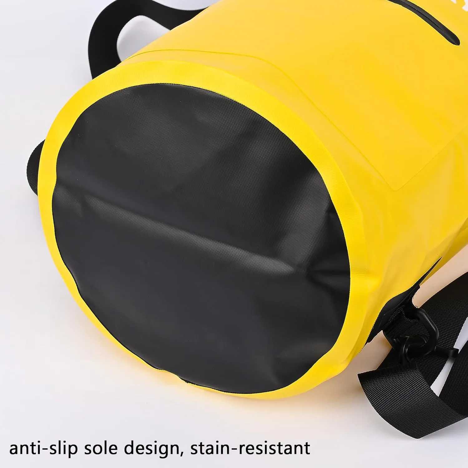 Queday Waterproof Dry Bag with Front Zippered Pocket for Women Men, 10L Roll Top Lightweight Dry Storage Bag Backpack for Travel, Kayaking, Boating, Rafting, Camping, Hiking & Beach Yellow