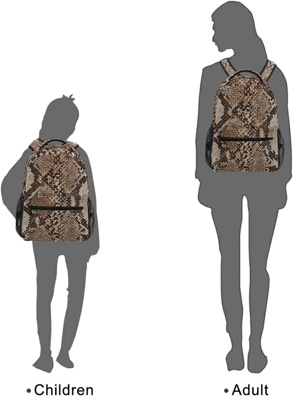 QUGRL Snake Skin Print 16" School Bookbag Cool Elementary Schoolbag College Daypack Animal Backpack Travel Sports