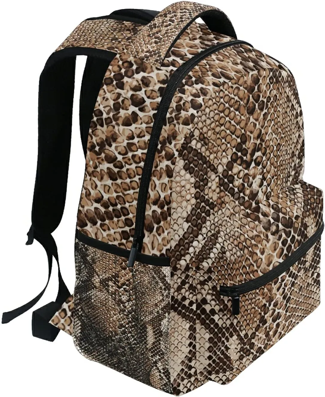 QUGRL Snake Skin Print 16" School Bookbag Cool Elementary Schoolbag College Daypack Animal Backpack Travel Sports