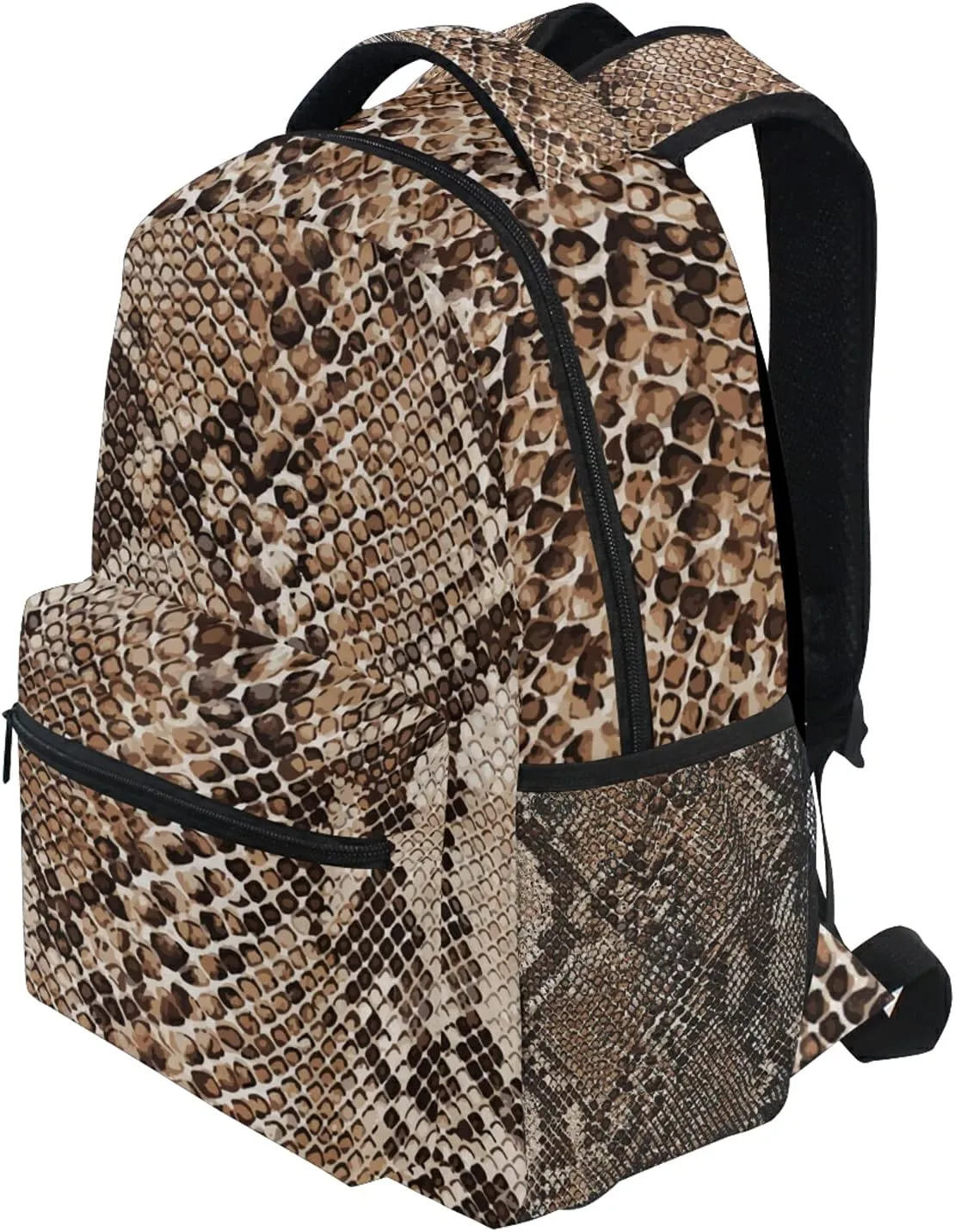 QUGRL Snake Skin Print 16" School Bookbag Cool Elementary Schoolbag College Daypack Animal Backpack Travel Sports