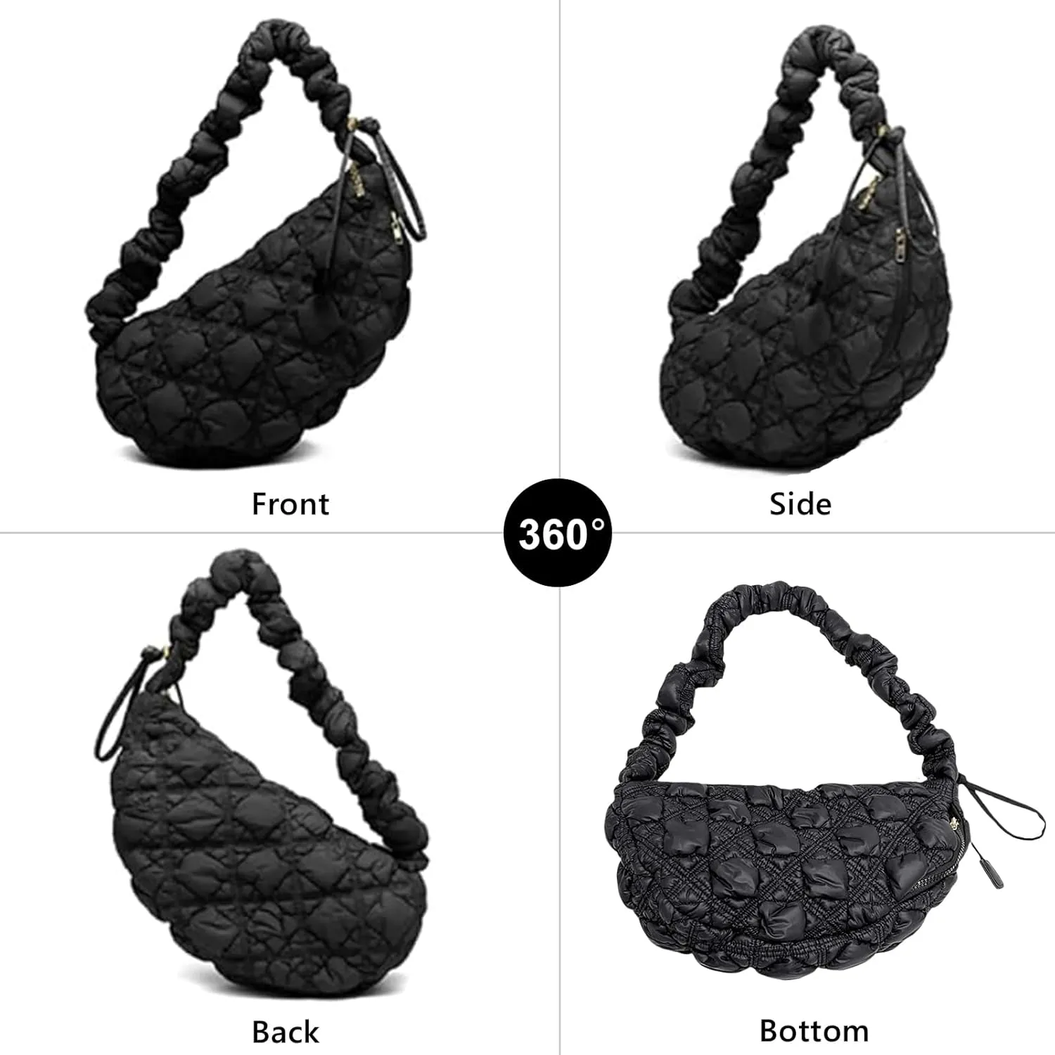 Quilted Puffer Tote Bag for Women Large Quilted Crossbody Bag Lightweight Nylon Puffy Hobo Shoulder Bag Puff Carryall