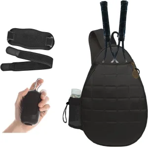 Qulable Lightweight Outdoor Tennis Backpack - Crossbody Tennis Bag for Women and Men, Sling Bag for Tennis Racket, Pickleball Paddles, Badminton Racquet, Including Wristband and Cooling Towel