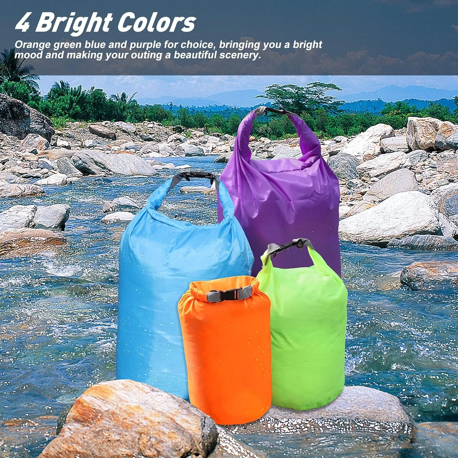 R2Depot Waterproof Dry Bag, 5L/10L/20L/40L/70L Dry Storage Bag for Kayaking, Gym, Hiking, Swimming (Green, 70L)