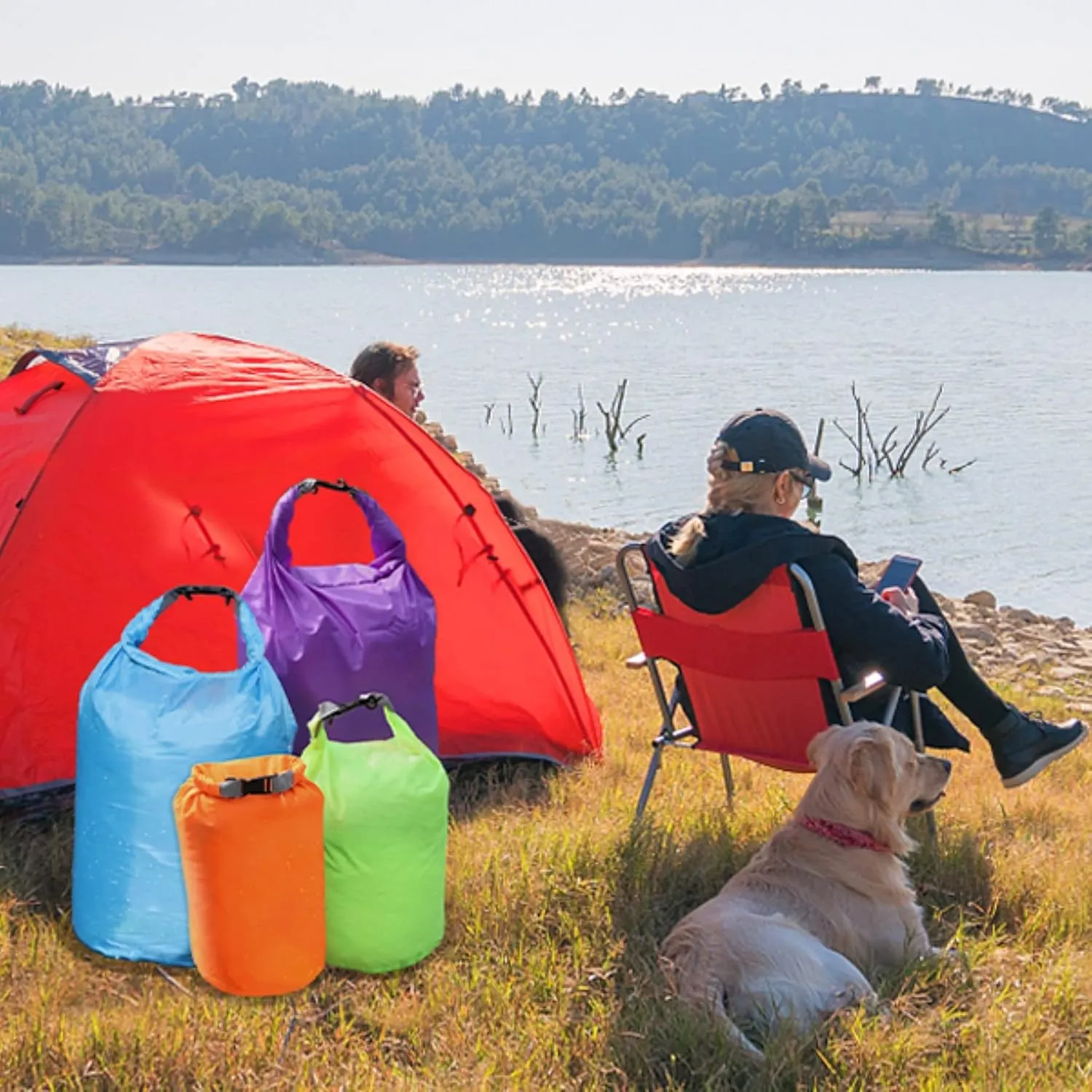 R2Depot Waterproof Dry Bag, 5L/10L/20L/40L/70L Dry Storage Bag for Kayaking, Gym, Hiking, Swimming (Purple, 40L)