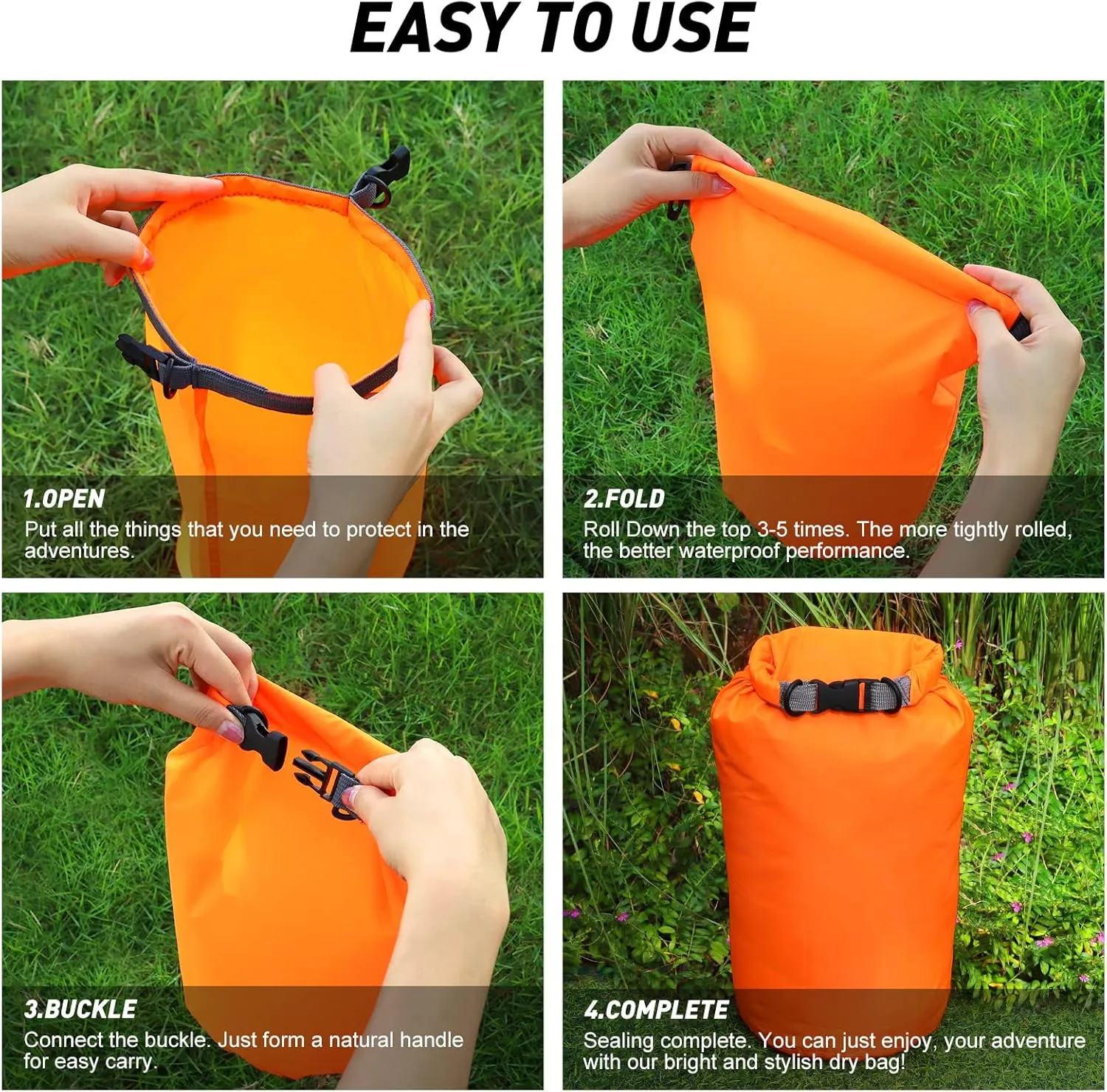 R2Depot Waterproof Dry Bag, 5L/10L/20L/40L/70L Dry Storage Bag for Kayaking, Gym, Hiking, Swimming (Purple, 40L)