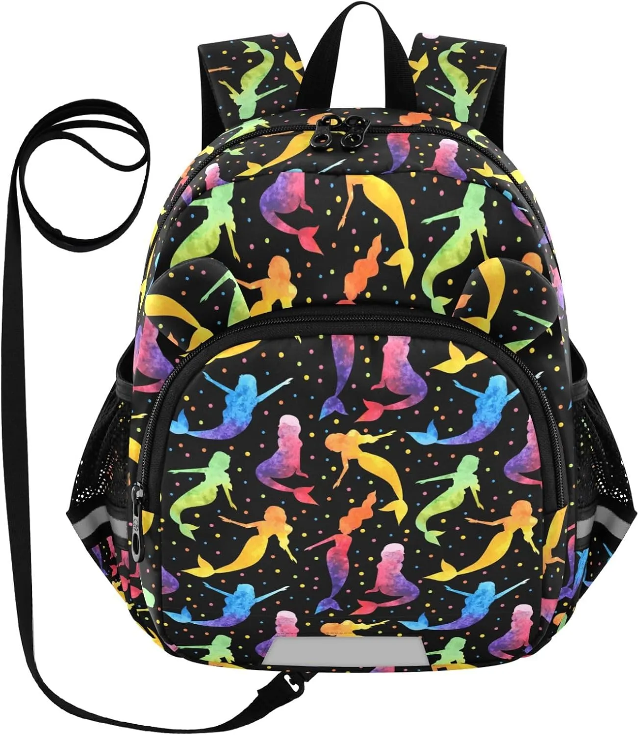 Rainbow Preschool Backpack Mermaids Daycare Bookbag School Backpack with Traction Rope for Kids 3-6