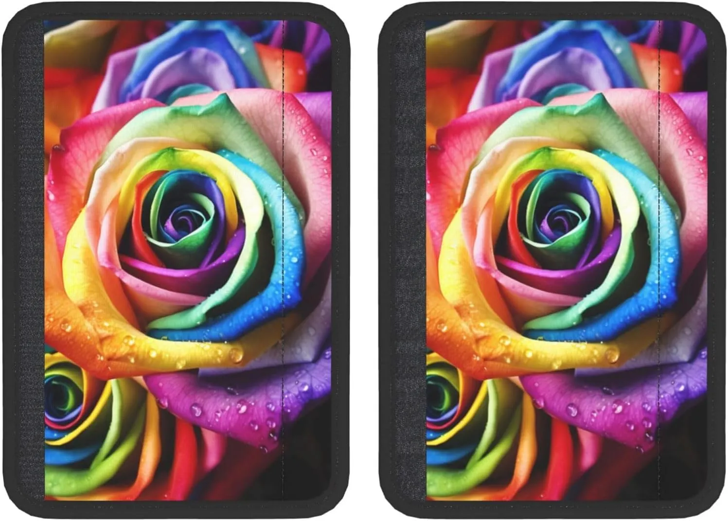 Rainbow Rose Car Seat Belt Pad 2 Pack Universal Fit Seatbelt Cover Soft and Comfortable Backpack Shoulder Pad Adjustable Neck Cushion Protector Harness Pad for Car Bag