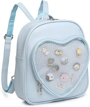 RAINBOW SMILE Ita Bag Backpack Heart Shaped Purse JK Uniform Black Pin Display Backpack for Anime Pins Display
