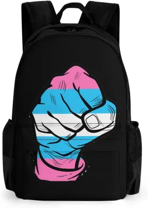Raised Fist Transgender Flag Laptop Backpack for Men Women Shoulder Bag Business Work Bag Travel Casual Daypacks