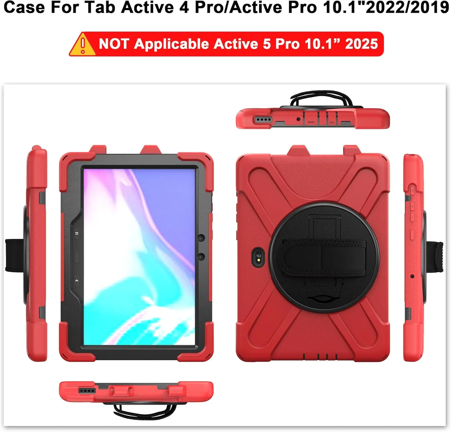 rantice Compatible with Samsung Galaxy TAB Active PRO 10.1 Case/Tab Active4 PRO Case, Heavy Duty Rugged Shockproof Drop Protection Case, Hand Strap&Shoulder Strap for SM-T540/T547/T630/T638 (Red)