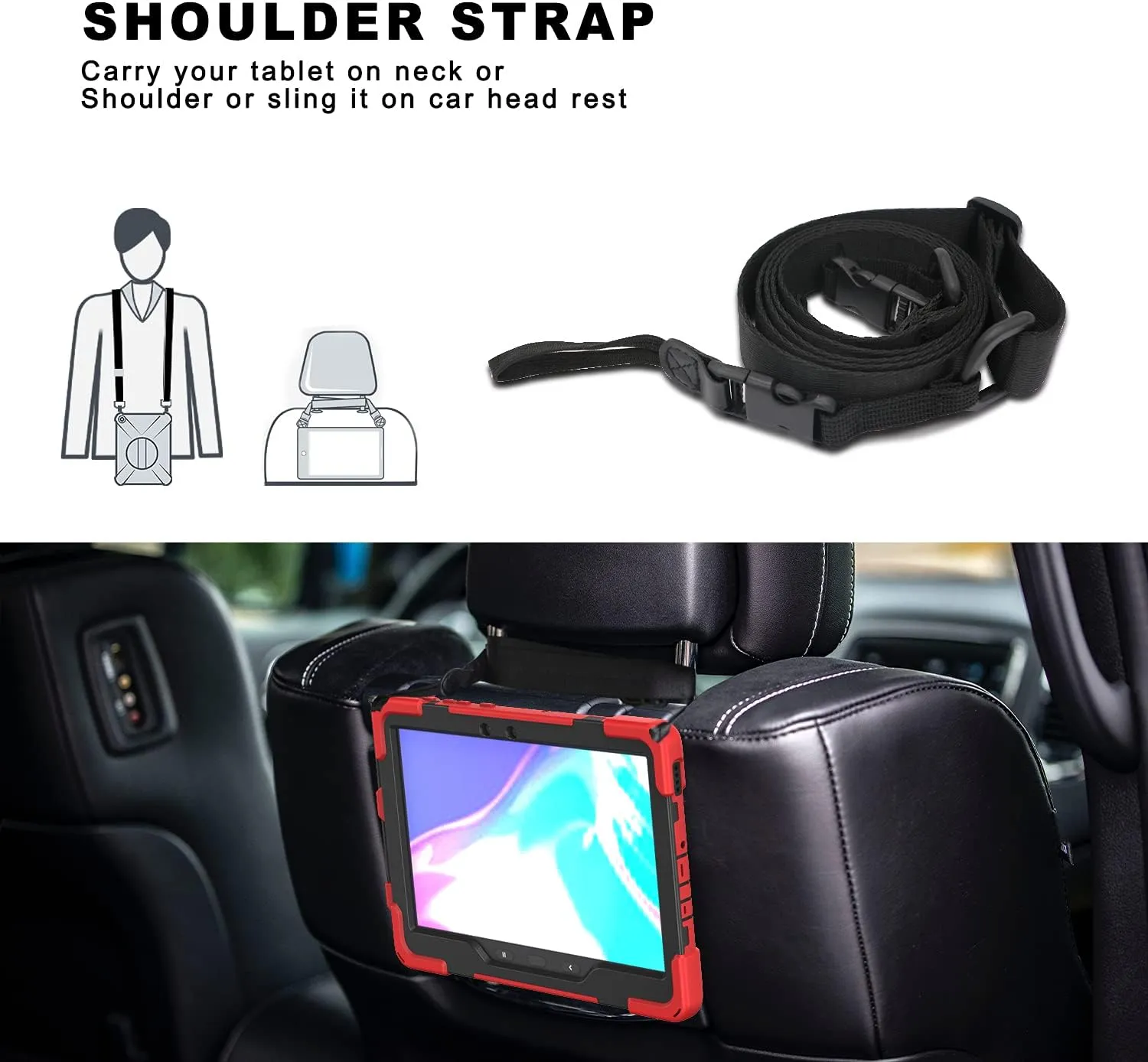 rantice Compatible with Samsung Galaxy TAB Active PRO 10.1 Case/Tab Active4 PRO Case, Heavy Duty Rugged Shockproof Drop Protection Case, Hand Strap&Shoulder Strap for SM-T540/T547/T630/T638 (Red)