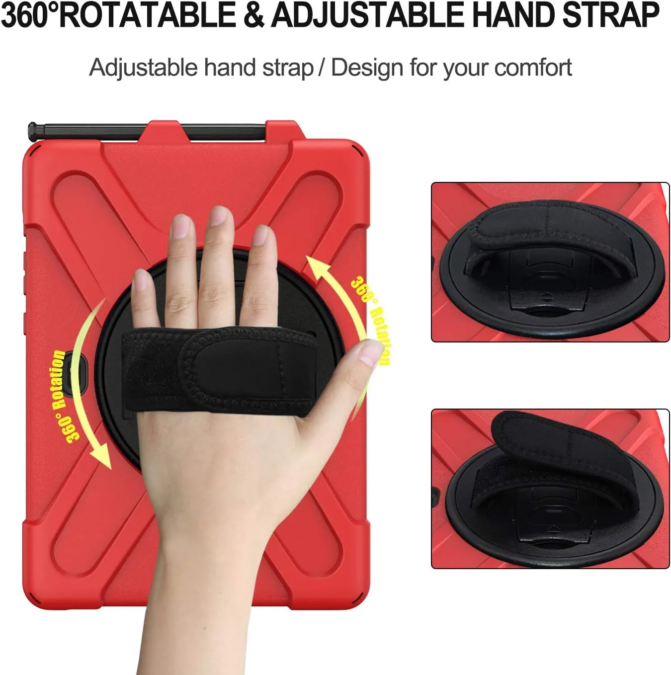 rantice Compatible with Samsung Galaxy TAB Active PRO 10.1 Case/Tab Active4 PRO Case, Heavy Duty Rugged Shockproof Drop Protection Case, Hand Strap&Shoulder Strap for SM-T540/T547/T630/T638 (Red)