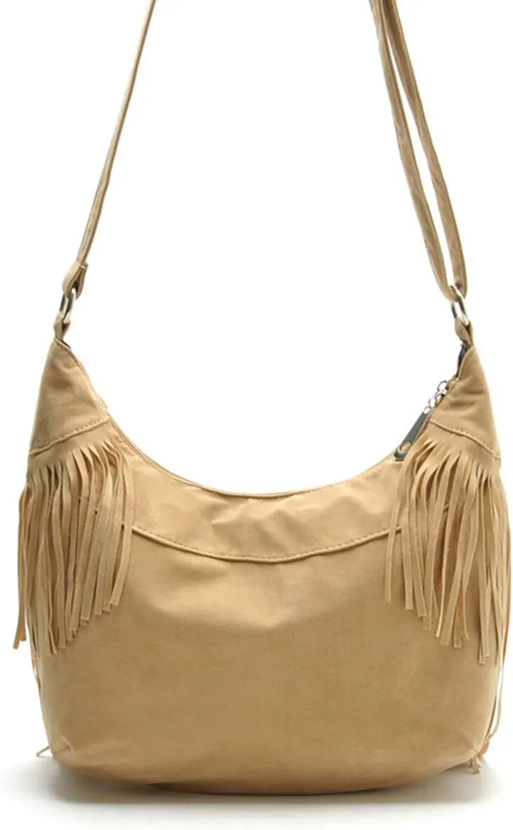 RARITYUS Women Fringe Tassel Shoulder Bag Large Leather Tote Handbag Hobo Crossbody Bag