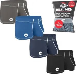 Real Men Bulge Enhancing Pouch Underwear for Men – 1 or 4 Pack Nylon 3 Inches- Ice Silk Mens Boxer Briefs ABCD Pouches XS-5XL