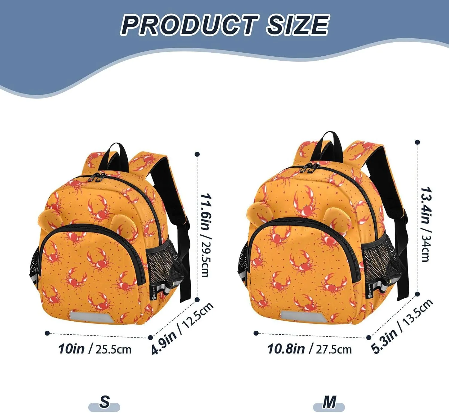 Red Crab Preschool Backpack Colorful Orange Daycare Bookbag School Backpack with Traction Rope for Kids 3-6