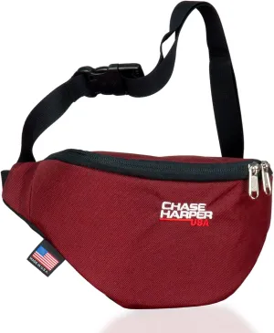 RED LINE series - Single Crossbody Fanny Pack for Men and Women - Universal Fit - Quick YKK Release Buckle - Outdoors Workout - Maroon