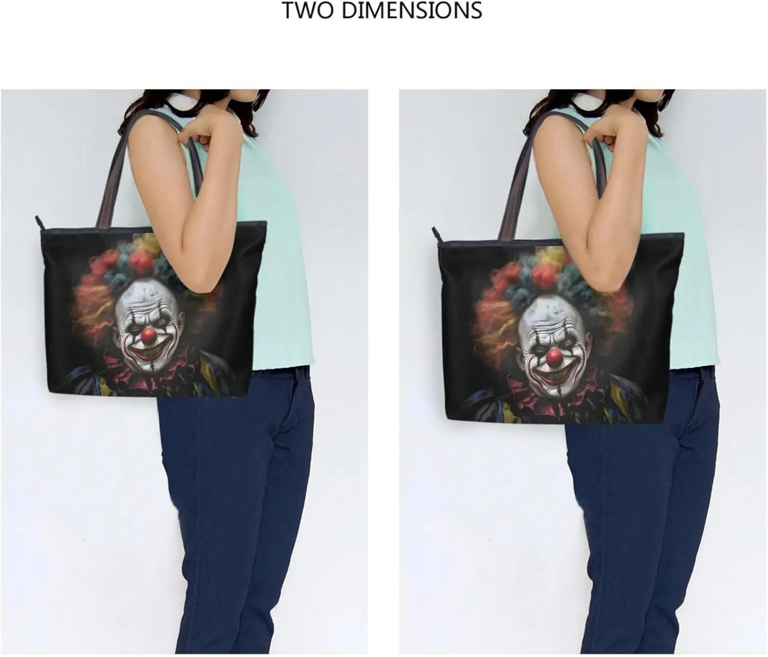 Red Nose Scary Clown Tote Bag for Women Durable Designer Handbag with Zipper for Daily Use Travel L