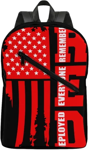 R.E.D Remember Everyone Deployed Red Friday 4 Fashion Camping Backpack for Men Travel Backpack Casual Shoulder Bag for Work Shopping University