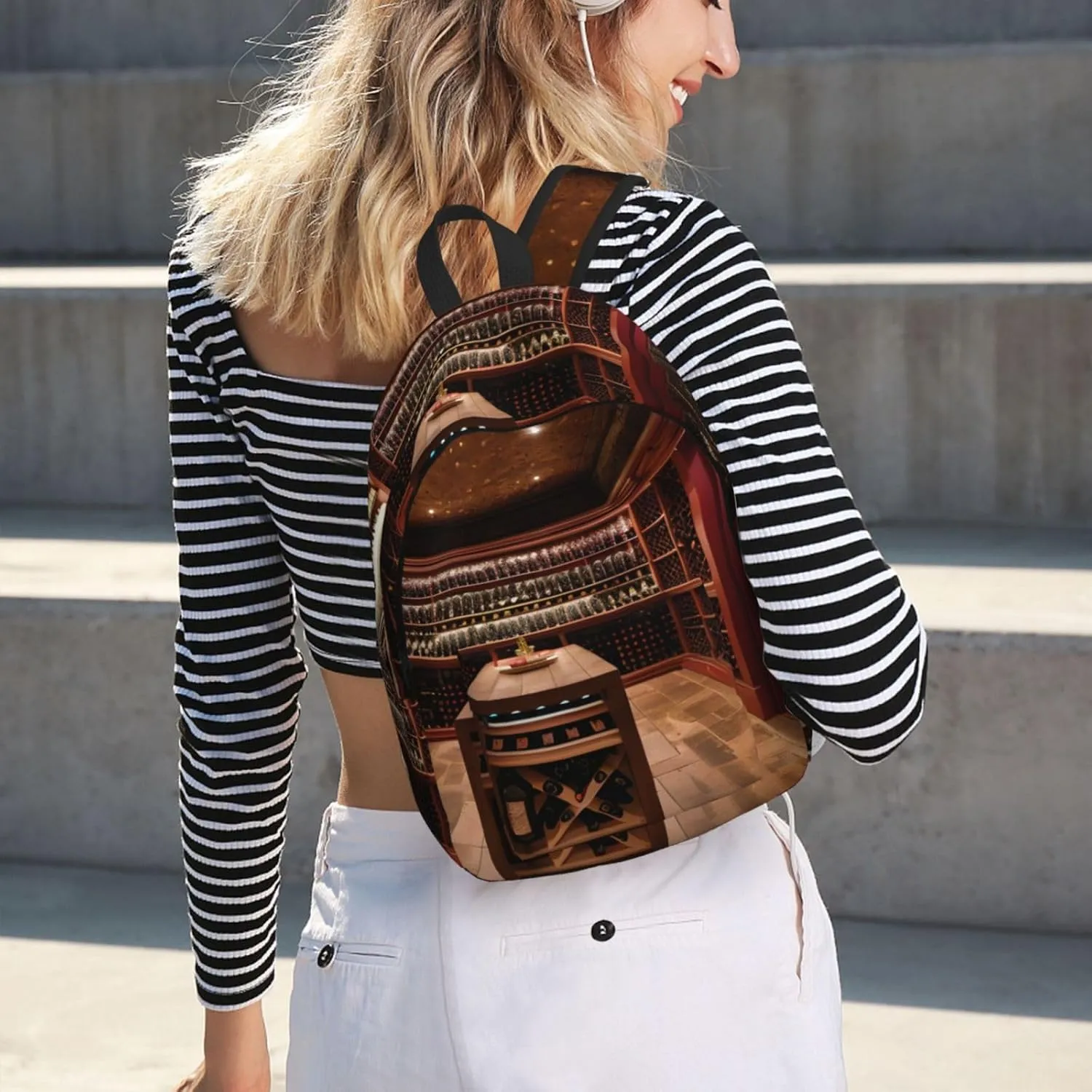 Red Wine Cellar print Hiking Backpack Casual Daypack Outdoor Travel Backpacks Bookbag for Men Women Adult