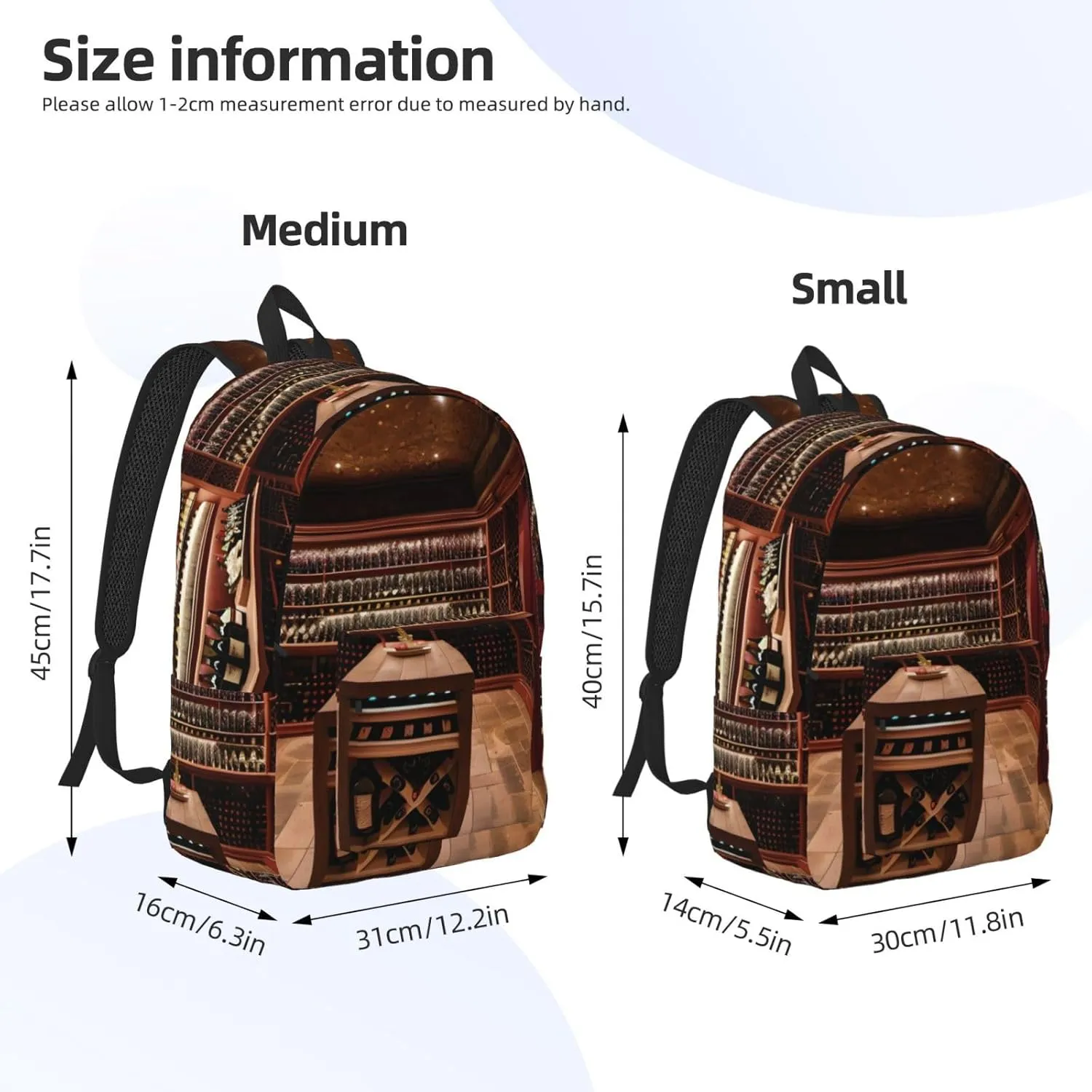 Red Wine Cellar print Hiking Backpack Casual Daypack Outdoor Travel Backpacks Bookbag for Men Women Adult
