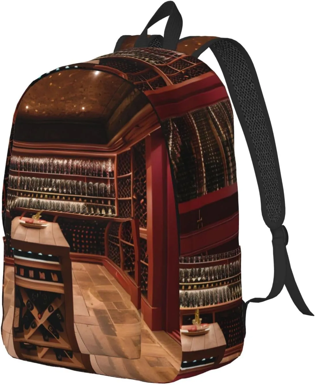 Red Wine Cellar print Hiking Backpack Casual Daypack Outdoor Travel Backpacks Bookbag for Men Women Adult