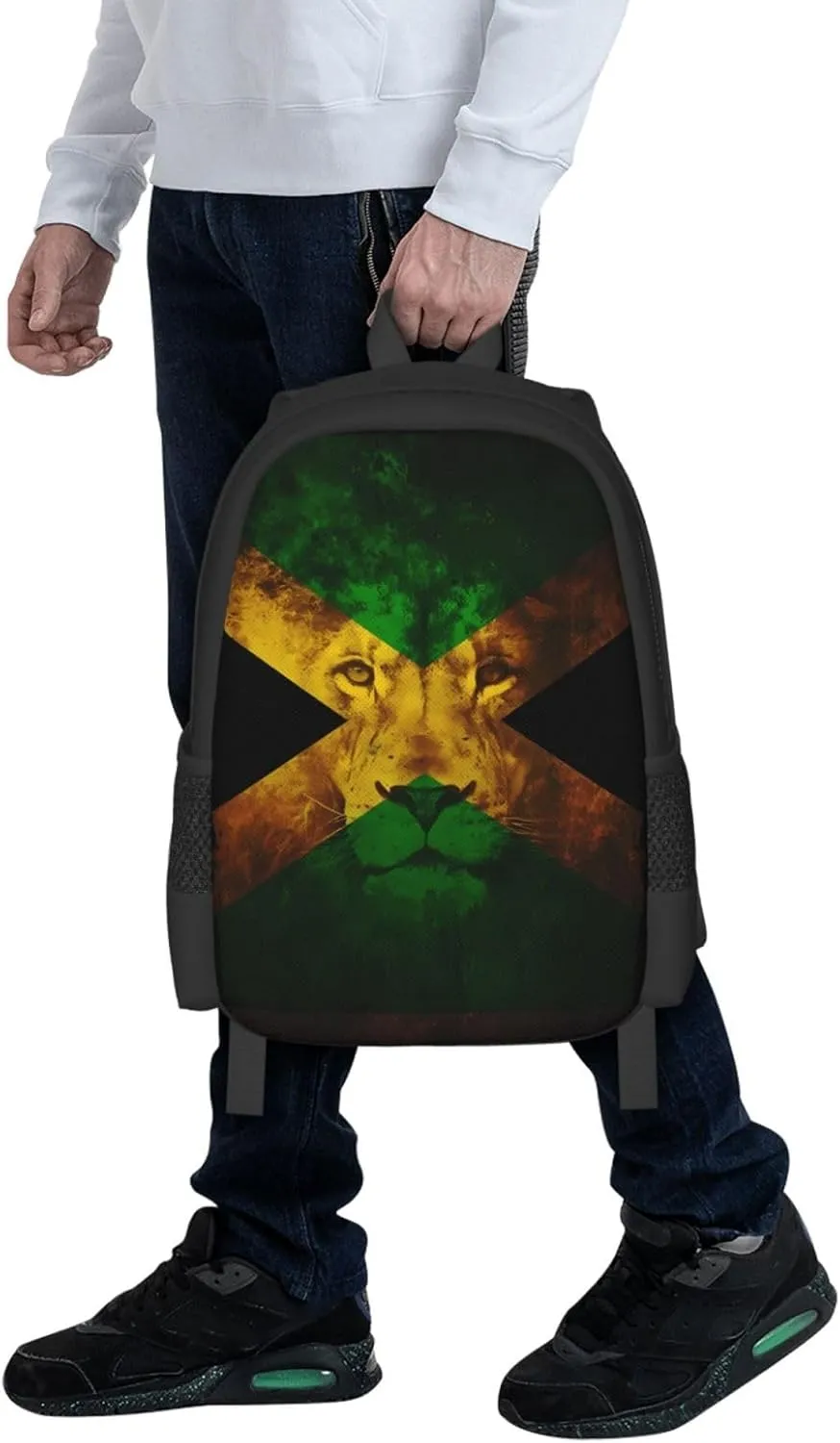Reggae Music Lion Jamaican Flag Casual Backpacks Large Capacity Backpack Laptop Rucksack Sport Daypack Commuter Bags with Adjustable Strap for Traveling Camping