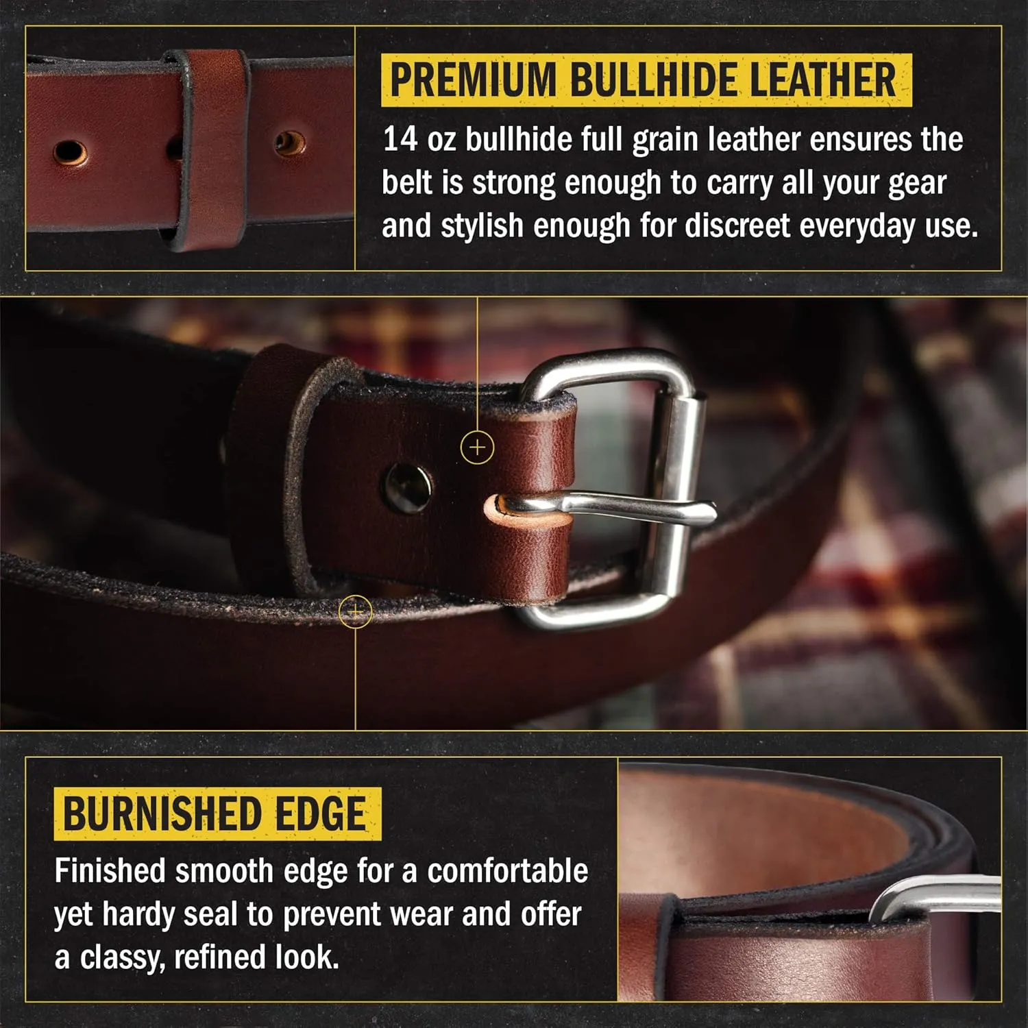 Relentless Tactical The Ultimate Gun Belt | Made in USA | Concealed Carry Belt/CCW Leather Gun Belt for Men