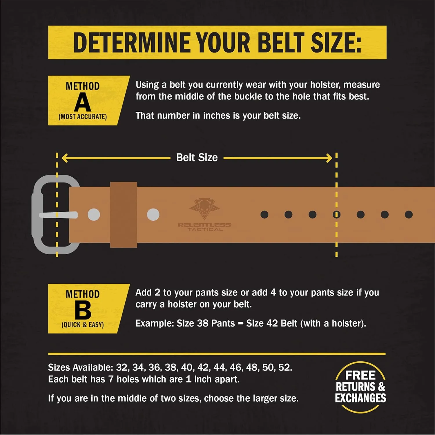 Relentless Tactical The Ultimate Gun Belt | Made in USA | Concealed Carry Belt/CCW Leather Gun Belt for Men