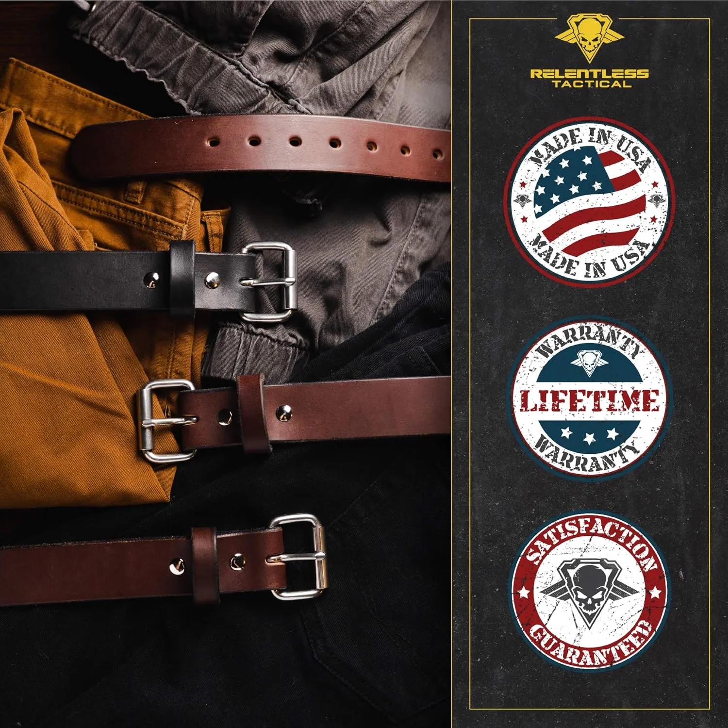 Relentless Tactical The Ultimate Gun Belt | Made in USA | Concealed Carry Belt/CCW Leather Gun Belt for Men