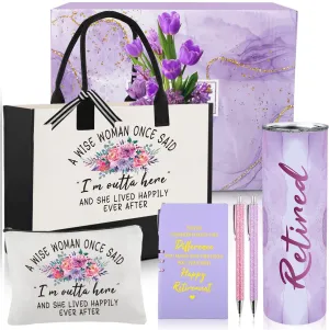 Retirement Gifts for Woman 2025, Best Retirement Gifts for Coworker Nurses Mom Boss Friends Teacher Grandma Retirees with Canvas Tote Bag Tumbler Makeup Bag, Funny Cool Mothers Day Present for Mom
