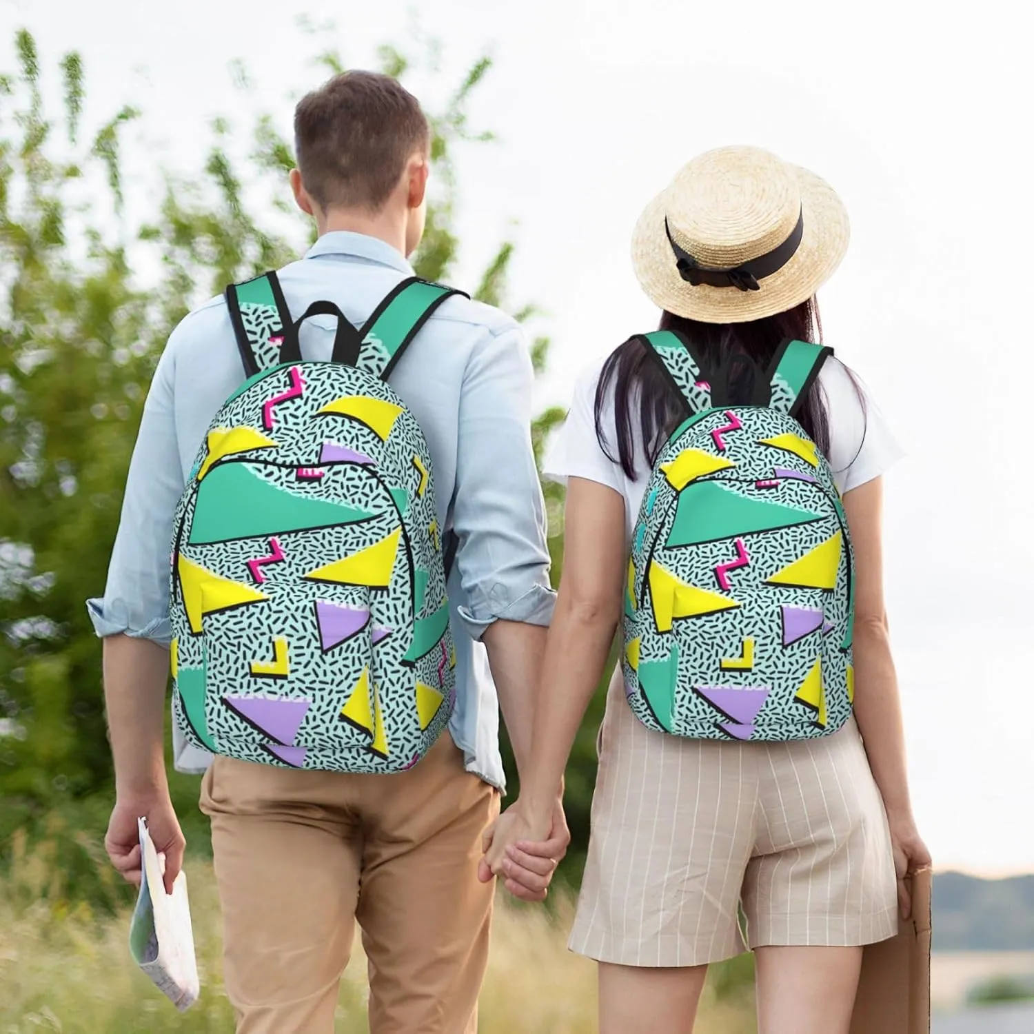 Retro 80s 90s 80'S 90'S Fashion Backpack for Girls Boys Women Lightweight Canvas Bookbag Casual Daypack for Travel Outdoor Camping, 15 Inches